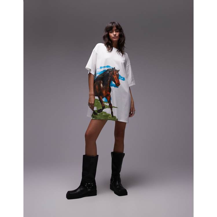 horse print shirt dress Horse Print Dress  Cyclamen