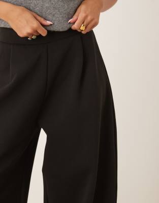 Asos Design Horseshoe Barrel Leg Interlock Pants In Brown