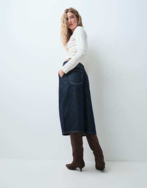 ASOS DESIGN horseshoe-denim jort i længere længde i rinse-vask, 3 af 5