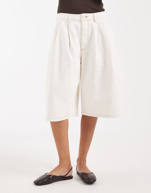 ASOS DESIGN - Horseshoe denim jort in ecru, 2 van 5