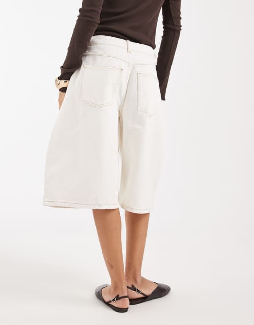 ASOS DESIGN - Horseshoe denim jort in ecru, 4 van 5