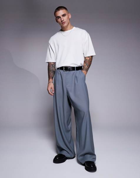 ASOS DESIGN horseshoe fit smart trousers in grey - view 1
