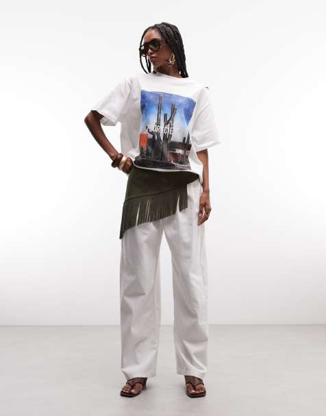 ASOS DESIGN - Horseshoe jeans met geplooide voorkant in wit - view 1