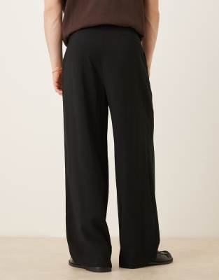 ASOS DESIGN horseshoe smart pants in black | ASOS