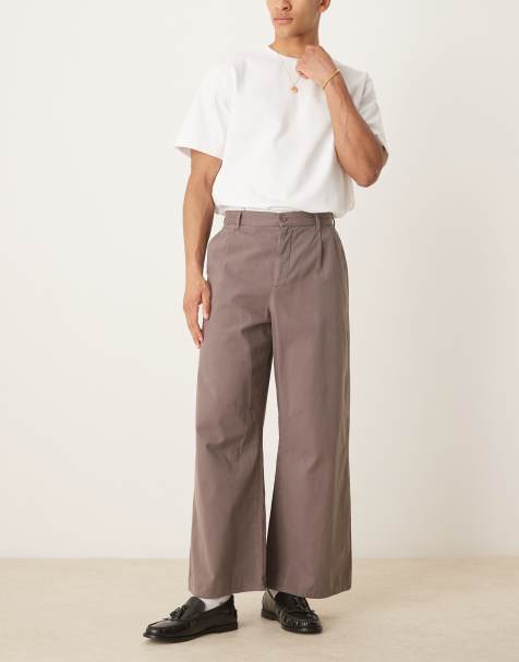 ASOS DESIGN horseshoe smart trousers with front pleat in brown - view 1