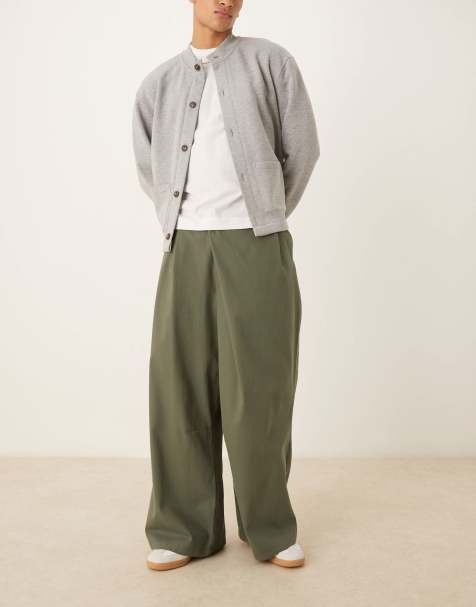 ASOS DESIGN horseshoe trousers with wrap detail in green - view 1