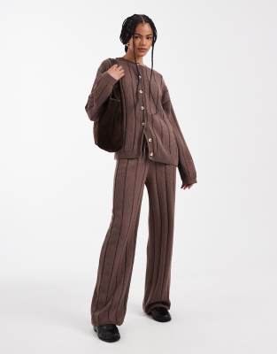 ASOS DESIGN - Hose aus Baumwollstrick in Mokka, Kombiteil-Brown