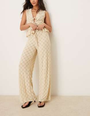 ASOS DESIGN - Hose aus Blumenspitze mit weitem Bein, Kombiteil-Schwarz
