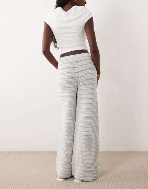 ASOS DESIGN – Hose aus Häkelstrick in Ecru mit weitem Bein, Kombiteil, 4 von 5