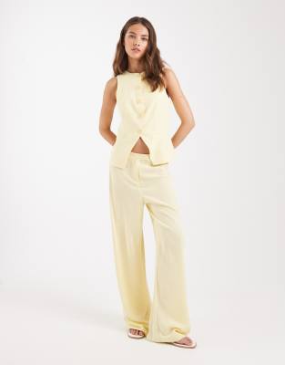 ASOS DESIGN - Hose aus Leinenmix in Buttermilchgelb, Kombiteil