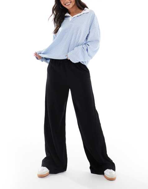 ASOS DESIGN – Hose aus Leinenmix in Schwarz mit Bindegürtel - view 1