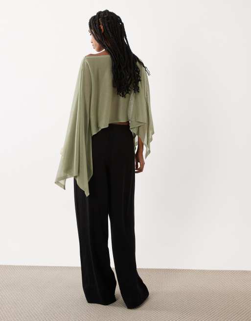 ASOS DESIGN – Hose aus Leinenmix in Schwarz mit weitem Bein und elastischem Bund, Kombiteil, 5 von 5