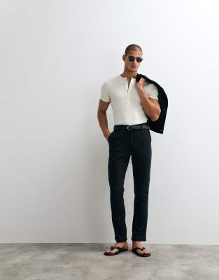 Hose aus Leinenmix in Schwarz Schwarz 56 Regular