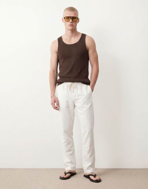 ASOS DESIGN – Hose aus Leinenmix in Weiß, 2 von 5