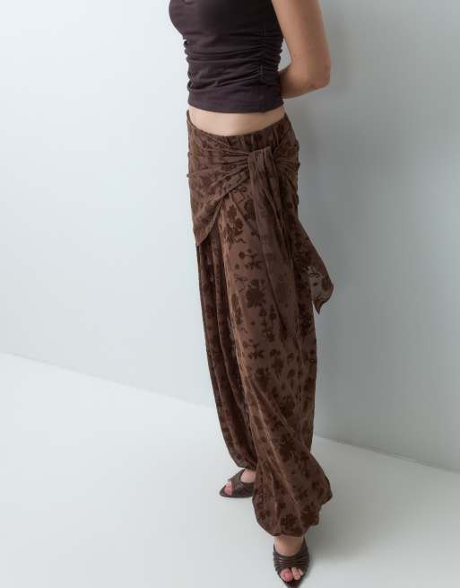 ASOS DESIGN Hose aus Mesh mit Glitzerbeflockung zum Wickeln in Braun, 2 von 5