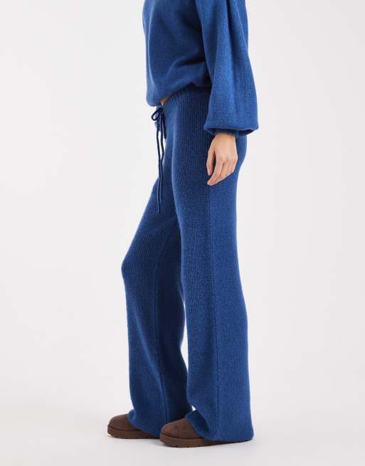 ASOS DESIGN – Hose aus Rippstrick in Dunkelblau mit weitem Bein, Kombiteil, 2 von 5