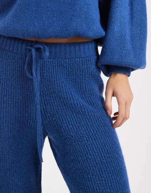 ASOS DESIGN – Hose aus Rippstrick in Dunkelblau mit weitem Bein, Kombiteil, 3 von 5