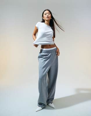 ASOS DESIGN - Hose aus Scuba-Stoff in Anthrazit meliert mit Umschlagsaum-Grau