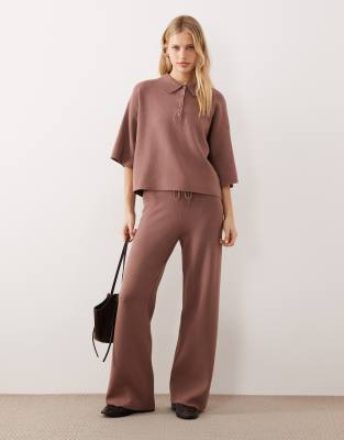 ASOS DESIGN - Hose aus Strick in Mokka mit weitem Bein, Kombiteil-Brown