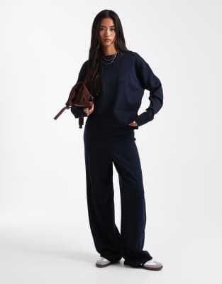 ASOS DESIGN - Hose aus strukturiertem Strick in Marineblau, Kombiteil