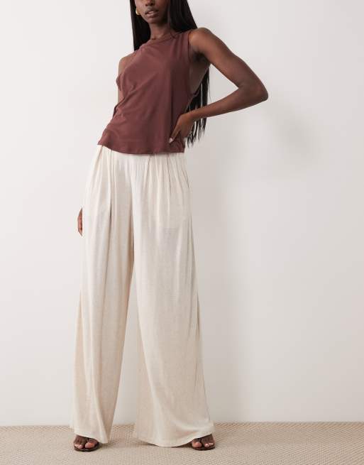 ASOS DESIGN – Hose aus Viskose-Leinenmix in meliertem Cremeweiß mit superweitem Bein, 2 von 5