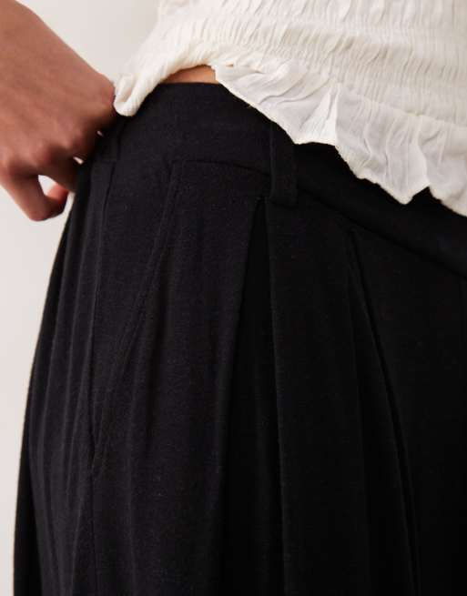 ASOS DESIGN – Hose aus Viskose-Leinenmix in Schwarz mit superweitem Bein, 5 von 5