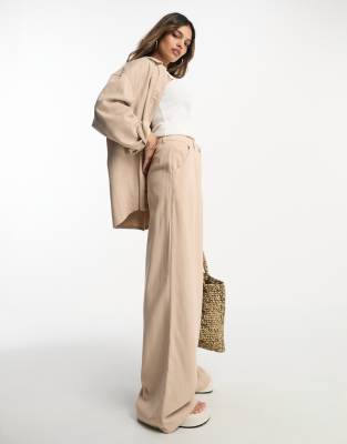 ASOS DESIGN - Hose aus weichem Twill mit weitem Schnitt, Kombiteil-Neutral