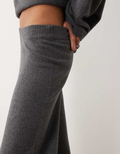 ASOS DESIGN – Hose in Anthrazit mit weitem Bein und Wollanteil, Kombiteil, 4 von 5