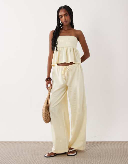 ASOS DESIGN – Set in Buttermilchgelb mit Mikro-Streifenmuster, 2 von 3