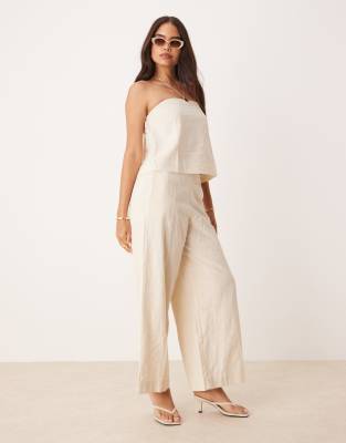 ASOS DESIGN - Hose in Creme mit Stickerei, Kombiteil-Weiß