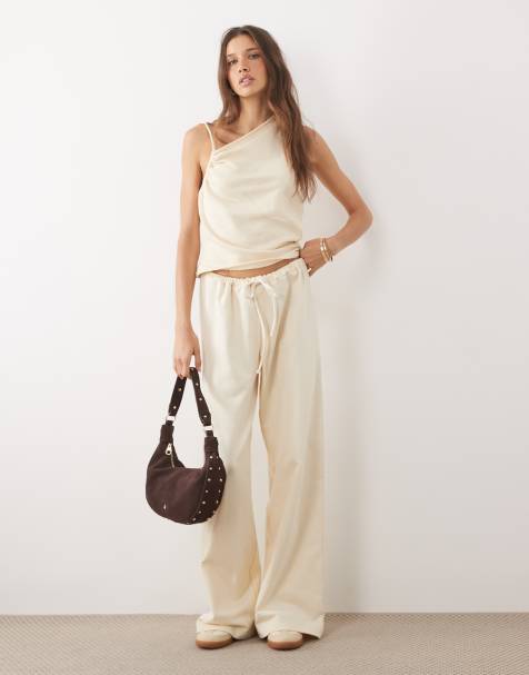 ASOS DESIGN – Hose in Cremeweiß mit weitem Bein, Kombiteil - view 1