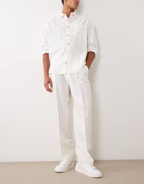 ASOS DESIGN – Hose in Cremeweiß mit weitem Bein und hohem Lyocell-Anteil - view 1