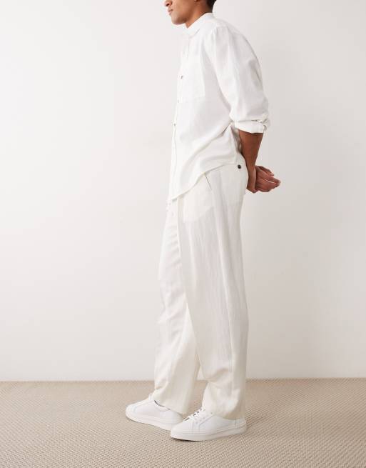 ASOS DESIGN – Hose in Cremeweiß mit weitem Bein und hohem Lyocell-Anteil, 3 von 7