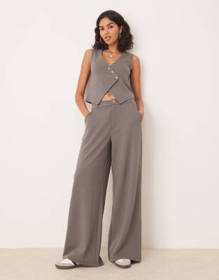 ASOS DESIGN - Hose in Dunkelgrau mit weitem Bein, Kombiteil