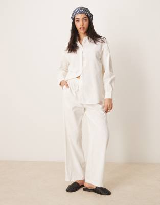 ASOS DESIGN - Hose in gebrochenem Weiß mit Leinenoptik, Kombiteil