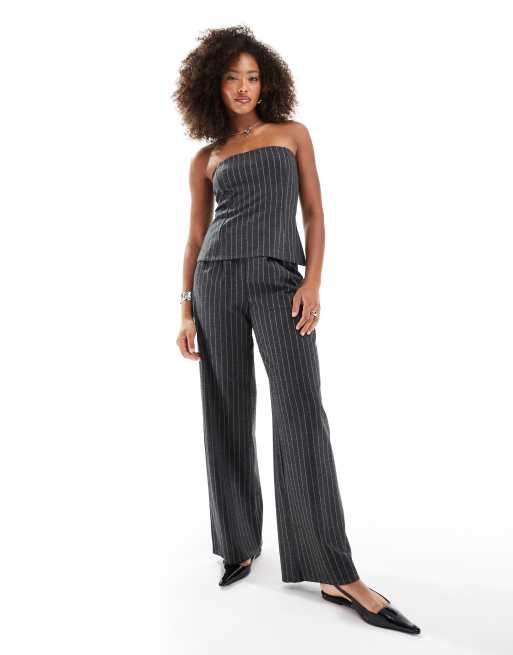 ASOS DESIGN – Hose in Grau mit Nadelstreifen