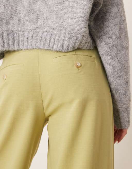 ASOS DESIGN – Hose in hellem Khaki mit Riegel am Saum und Leistentaschen