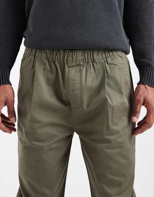 ASOS DESIGN – Hose in Khaki mit geradem Schnitt und Bundfalten, Kombiteil, 4 von 5