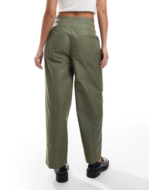 ASOS DESIGN – Hose in Khaki mit Ziernaht und abgerundetem Beinschnitt, 2 von 5
