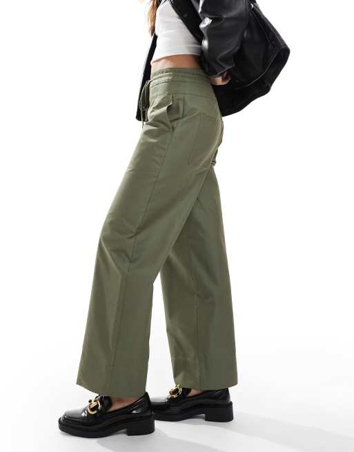 ASOS DESIGN – Hose in Khaki mit Ziernaht und abgerundetem Beinschnitt, 4 von 5