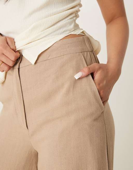 ASOS DESIGN – Hose in Mokka mit Leinenanteil und lockerem, geradem Schnitt, 4 von 5
