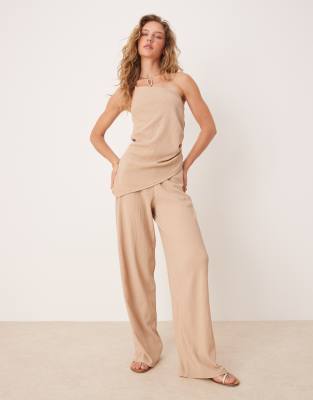 ASOS DESIGN – Hose in Sandbeige mit weitem Bein und linearer Struktur, Kombiteil - view 1