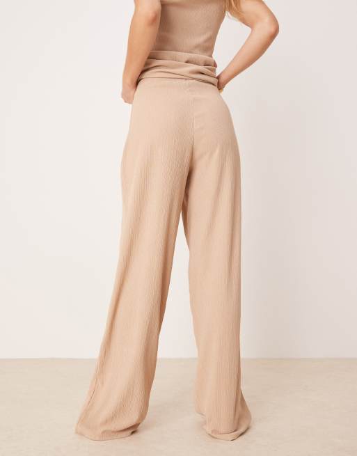ASOS DESIGN – Hose in Sandbeige mit weitem Bein und linearer Struktur, Kombiteil, 4 von 5