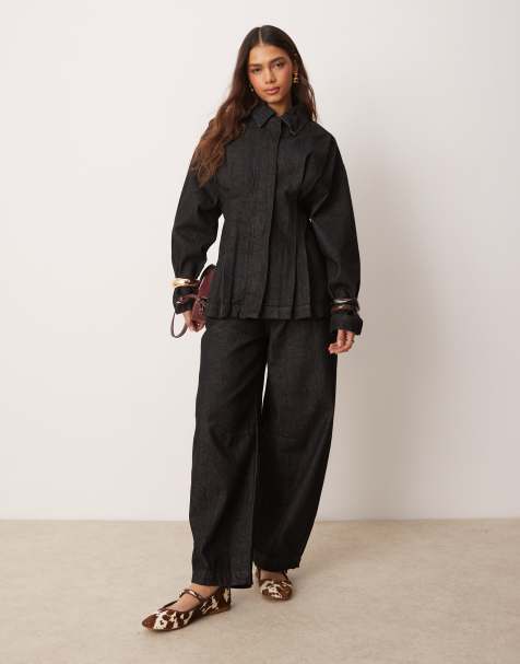 ASOS DESIGN – Hose in Schwarz mit abgerundetem Beinschnitt - view 1