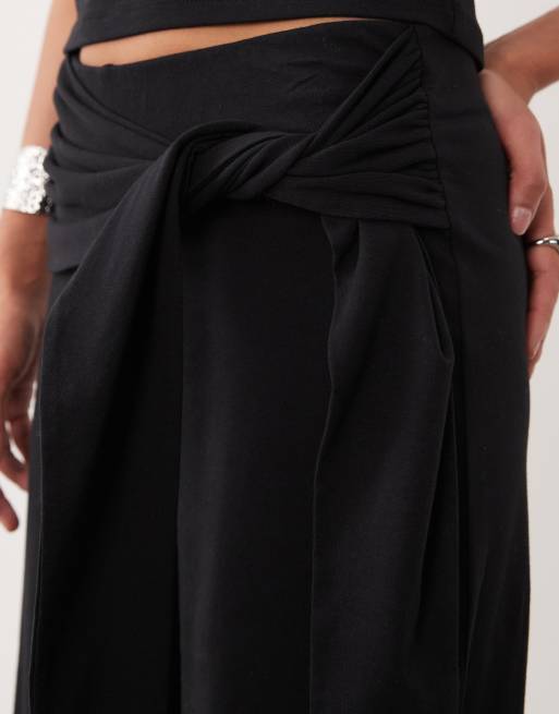 ASOS DESIGN – Hose in Schwarz mit weitem Bein und Taillenschnürung, Kombiteil, 5 von 5