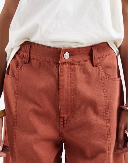 ASOS DESIGN – Hose in verwaschener Optik in Rostrot mit abgerundetem Beinschnitt, 5 von 5