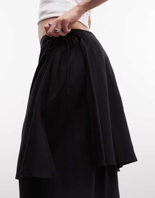 ASOS DESIGN Hose mit geradem Bein und Rockdetail in Schwarz, 2 von 5
