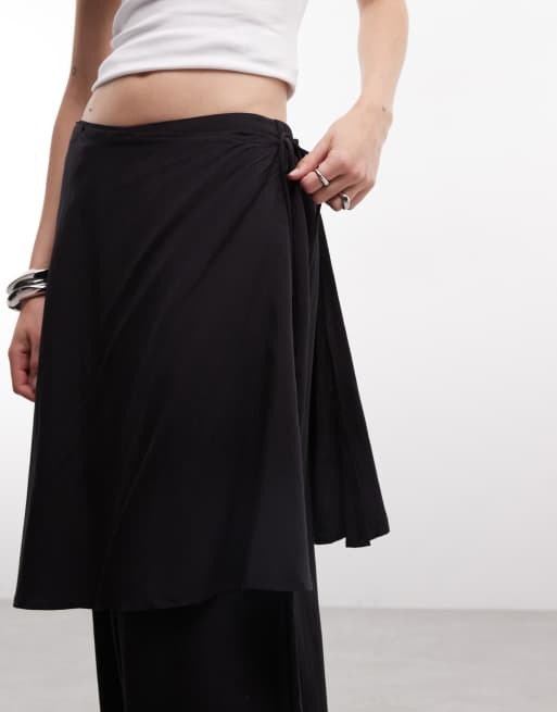 ASOS DESIGN Hose mit geradem Bein und Rockdetail in Schwarz, 3 von 5