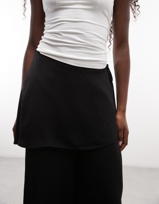 ASOS DESIGN Hose mit geradem Bein und Rockdetail in Schwarz, 3 von 5