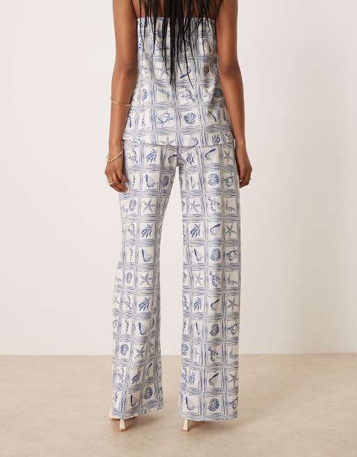 ASOS DESIGN – Hose mit lockerer Passform, Muschelprint und weitem Bein, Kombiteil, 3 von 5